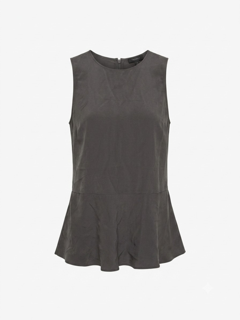 Theory Silk Charcoal Gray Sleeveless Peplum Tank Top Size SP
